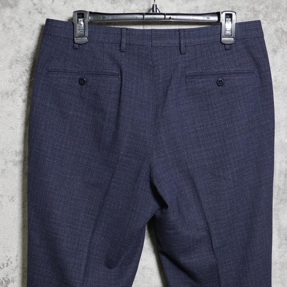 Zanella Curtis Pants Mens 32x30 Blue Dress Slim Straight Tweed Wool Blend Italy - Picture 4 of 14